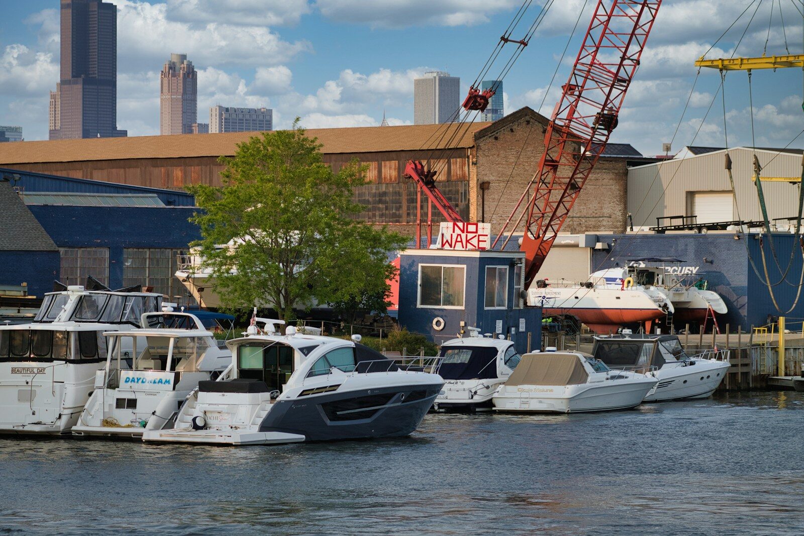 a bunch of boats are docked in the water